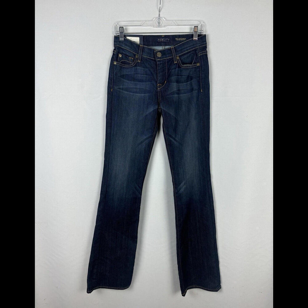 Fidelity Belladonna Mid Rise Bootcut Jeans Denim Dark Wash Size 27 W, 34 L
